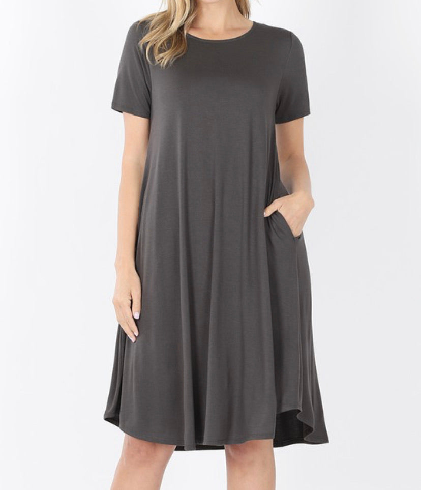 Lexi Dress in Ash Grey- Plus (1X-3X)