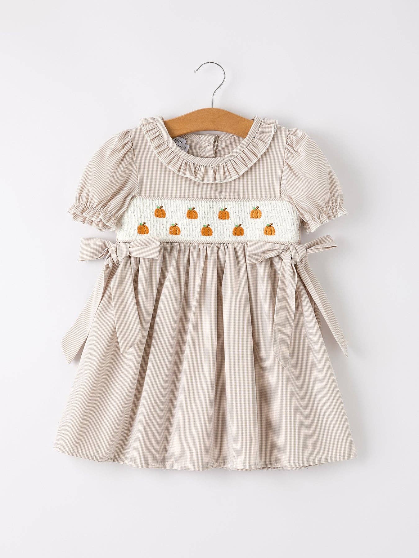 Pumpkin Patch Smocked Dress in Tan- Girls (2-7)