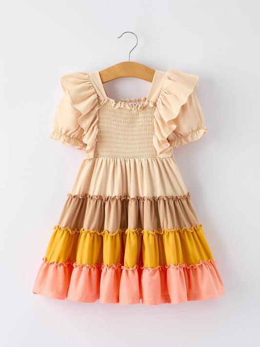 Bohemian Dress in Tan- Girls (2-7)