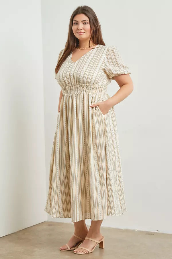 Siena Dress in Natural- Plus (1X-3X)