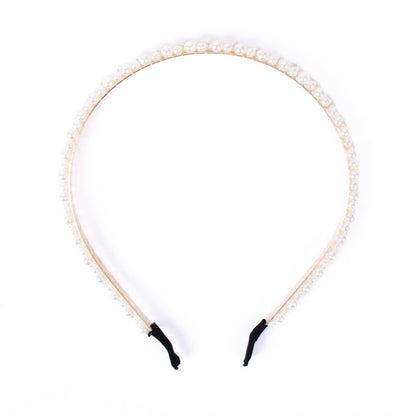 Classic Faux Slim Tiara Headband in Pearl- Accessories