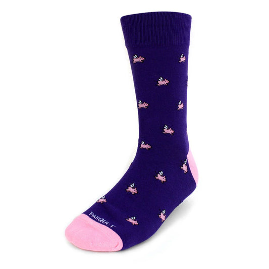 Flying Pig Socks in Plum- Men's Accessories