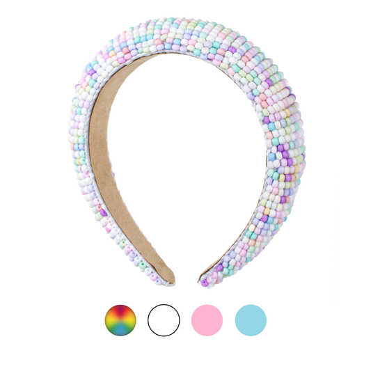 Bead Padded Headband in White- Accessories