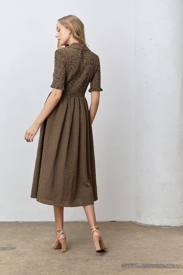 Hensley Dress in Dark Brown/Navy- Misses and Plus (S-3X)