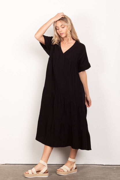 Madilyn Dress in Black- Misses (S-L)