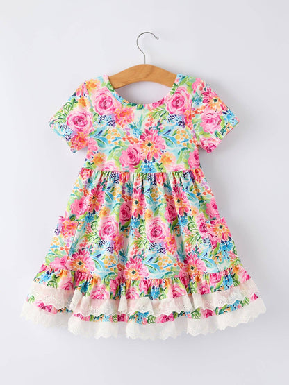 Avielle Dress in Pink Multi- Girls (2-7)