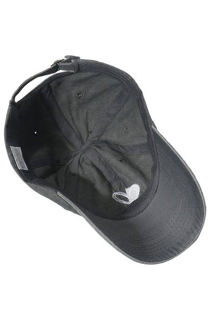 Heart Baseball Cap in Black- Accessories
