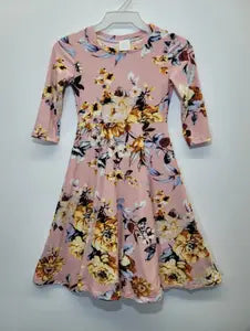 Princess Seam Dress in Floral Rose- Girls (S 5/6 - XL 11/12)
