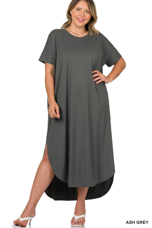 Lauren Maxi Dress in Ash Grey- Plus (1X-3X)