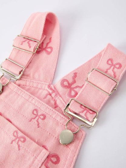 Bow Overall Dress in Pink- Girls (2-7)