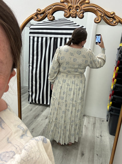 Jacey Dress in Heirloom Blue- Misses and Plus (XS,S,XL-4X)