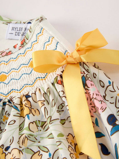 Goldie Dress in Gold Multi- Girls (2-6)