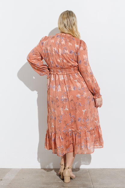 Lillee Dress in Terracotta- Plus (1X-3X)