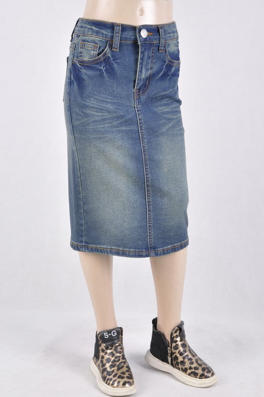 Dennie Denim Skirt in Vintage Wash- Girls & Tween (4/6, 12/14)