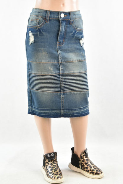 Eliza Denim Skirt in Vintage Wash- Girls & Tween (4/6)