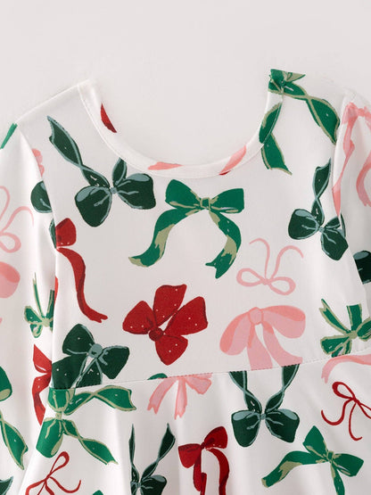 Christmas Bow Dress in Ivory- Girls (2-10/12)