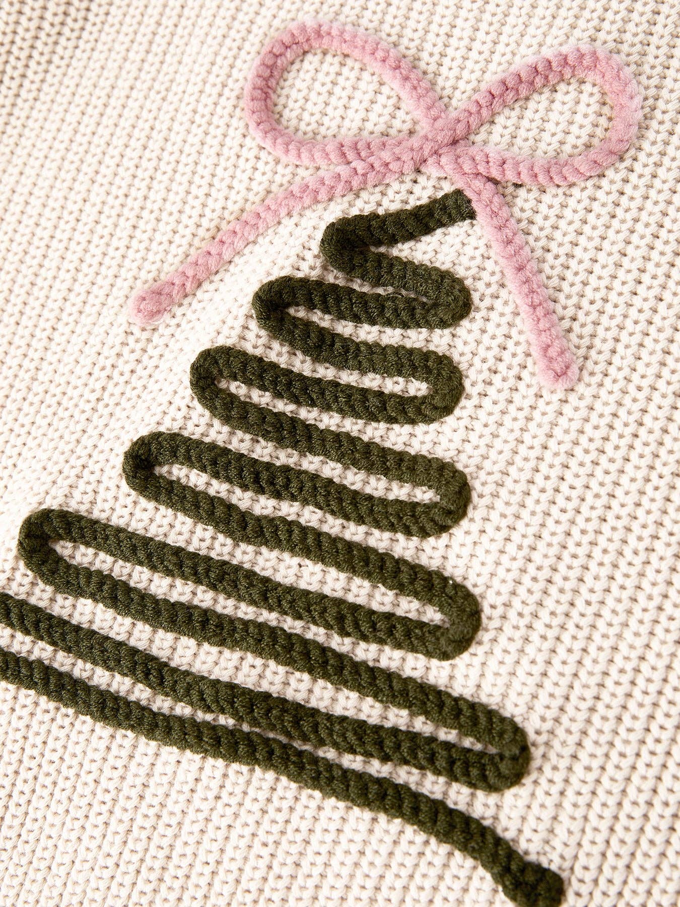 Christmas Tree Sweater in Ivory- Girls (18M-8/9)