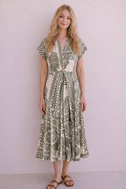 Kailani Dress in Olive Mix- Misses (S-L)