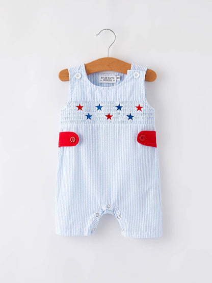 Star Romper in Blue- Infant Boys (3M-18M)