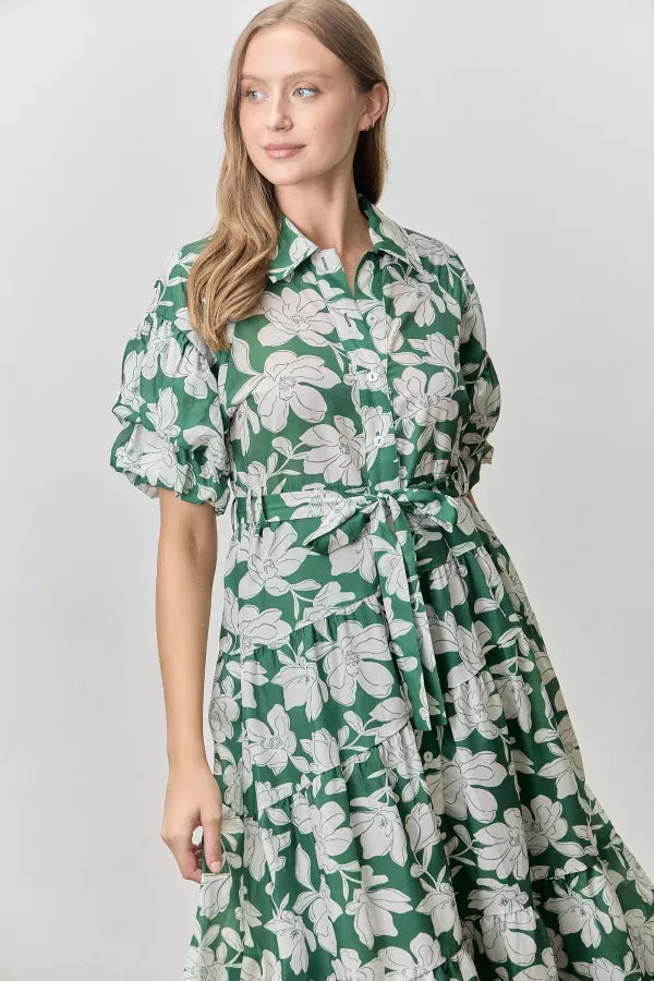 green emerald velvet dress Women's Feel It First Strapless Leaf Print Maxi Dress in Ivory/Green