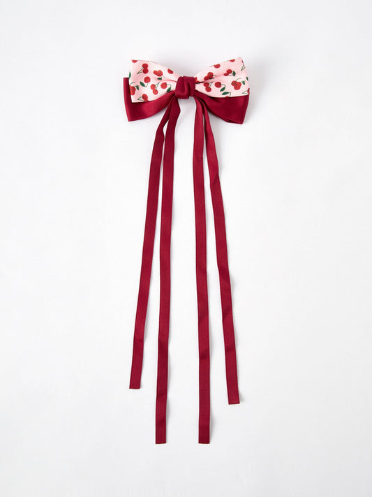 Cherry Bow Ribbon Hairpin- Girls Hair Accessories