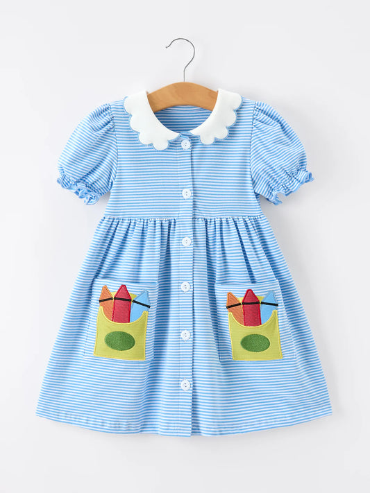 Pennie Dress in Blue- Girls (5-7)