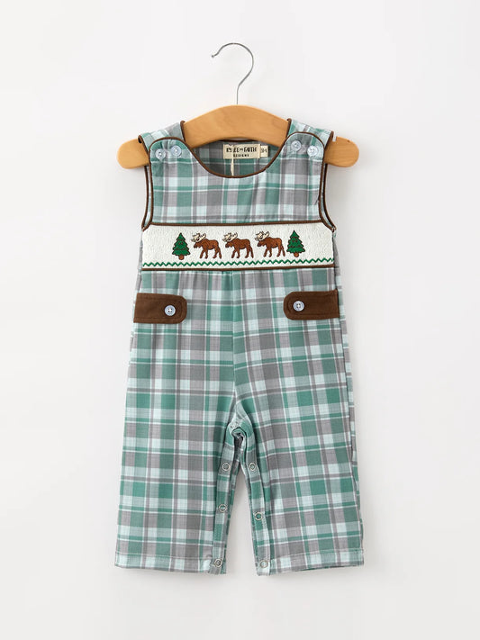 Plaid About Moose Jon Jon- Boys (3M-18M)