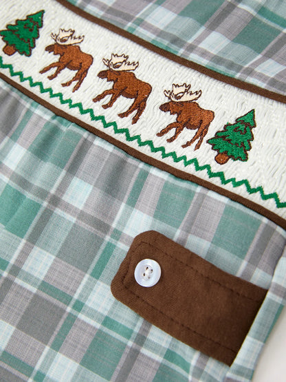 Plaid About Moose Jon Jon- Boys (3M-18M)