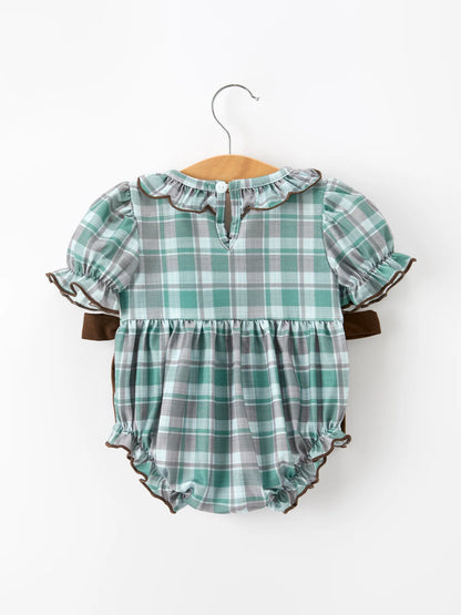 Plaid About Moose Romper- Infant Girls (3M-18M)