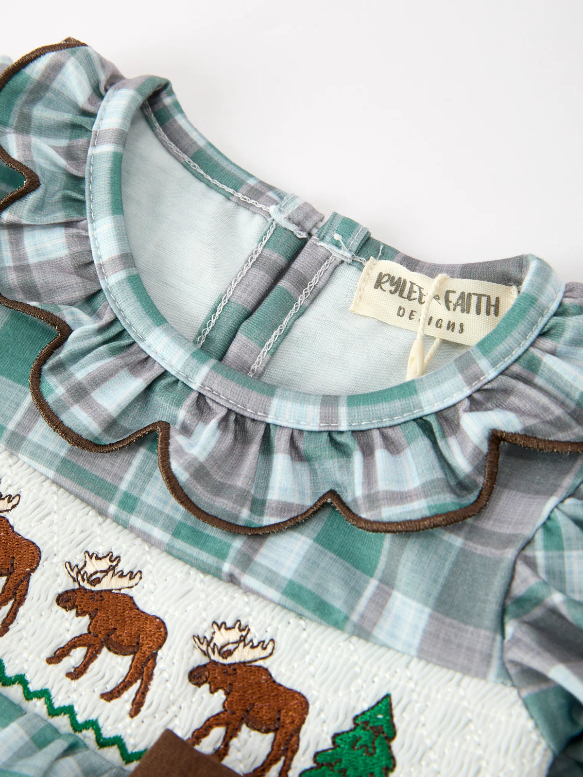 Plaid About Moose Romper- Infant Girls (3M-18M)