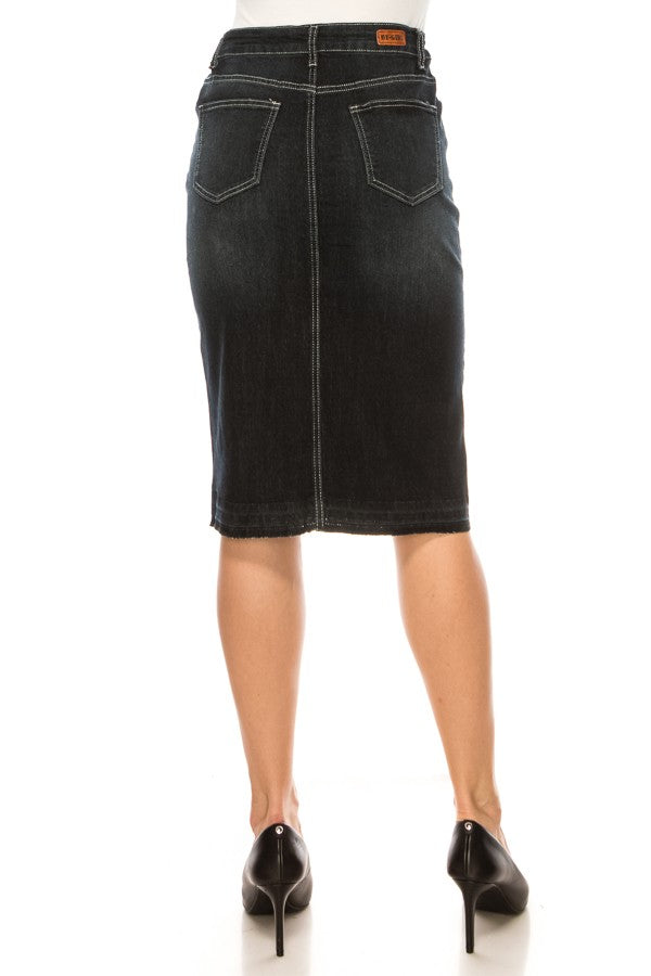 Lucia Denim Skirt in Black Wash- Misses and Plus (S-3X)