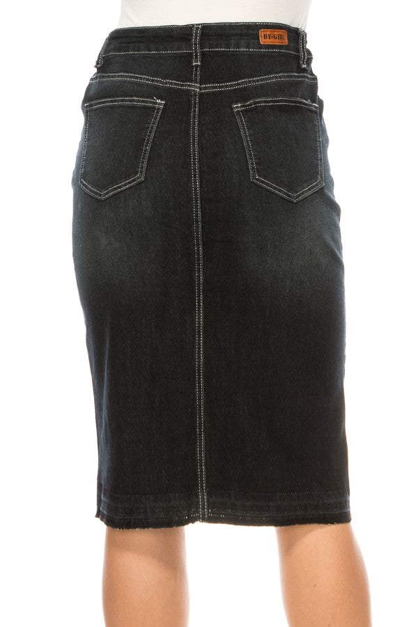 Lucia Denim Skirt in Black Wash- Misses and Plus (S-3X)