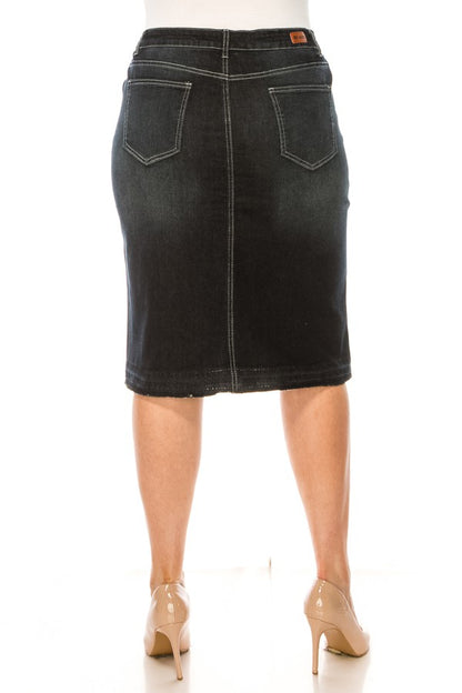 Lucia Denim Skirt in Black Wash- Misses and Plus (S-3X)