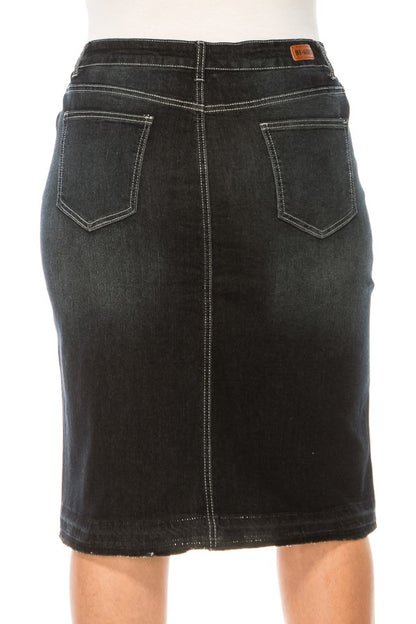 Lucia Denim Skirt in Black Wash- Misses and Plus (S-3X)