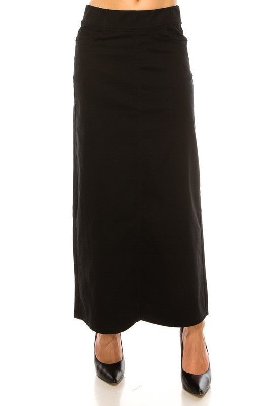 Ainsley Twill Maxi Skirt in Black- Misses and Plus (S-3X)