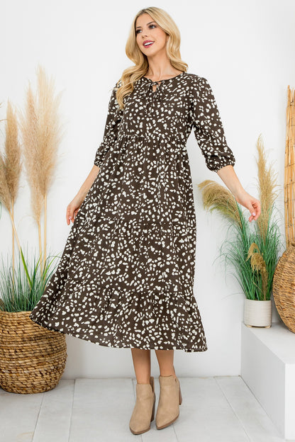 Collette Dress in Brown/Ivory- Misses (S-XL)