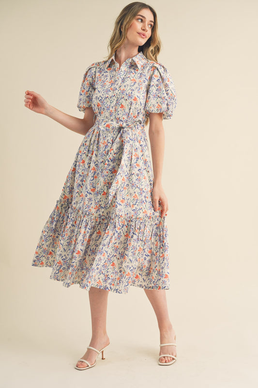 Louise Dress in Ivory Floral- Misses (S-L)