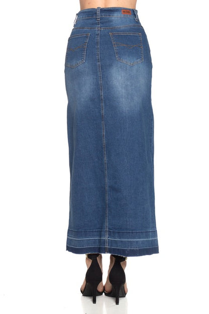 Reagan Maxi Denim Skirt in Indigo Wash- Misses and Plus (S-3X)