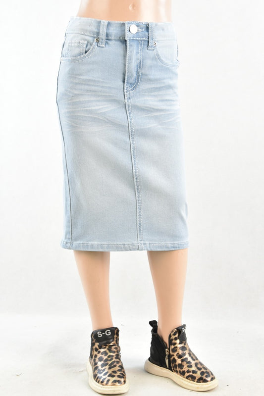 Jett Denim Skirt in Lt. Indigo Wash- Girls & Tween (4/6-12/14)