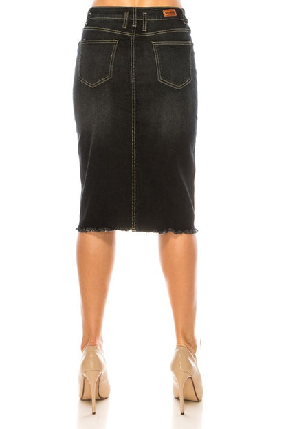 Naya Denim Skirt in Black Wash- Misses and Plus (S-3X)