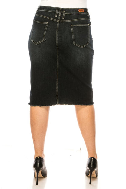 Naya Denim Skirt in Black Wash- Misses and Plus (S-3X)