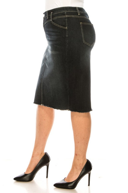 Naya Denim Skirt in Black Wash- Misses and Plus (S-3X)