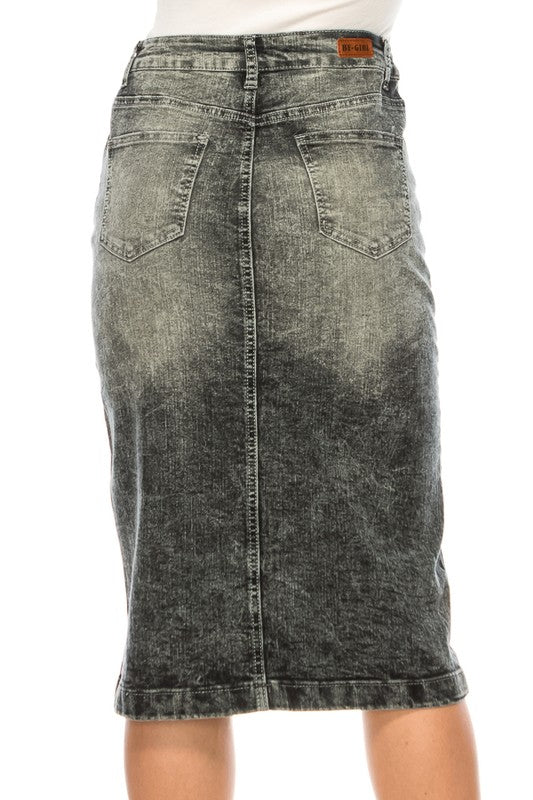 Dennie Denim Skirt in Black Snow- Misses and Plus (S-3X)