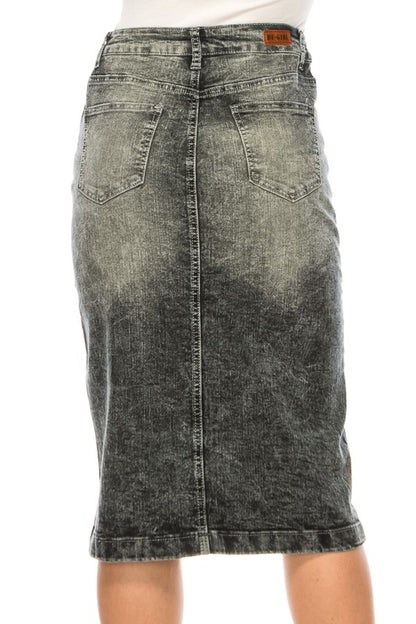 Dennie Denim Skirt in Black Snow- Misses and Plus (S-3X)