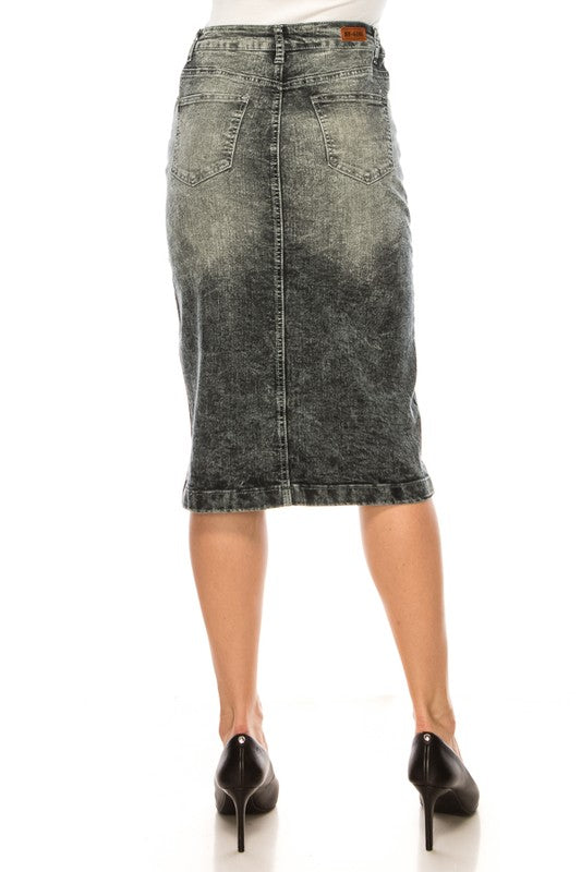 Dennie Denim Skirt in Black Snow- Misses and Plus (S-3X)