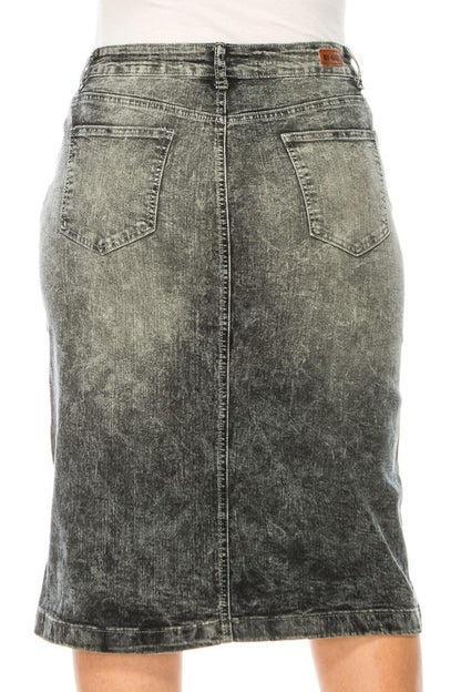 Dennie Denim Skirt in Black Snow- Misses and Plus (S-3X)