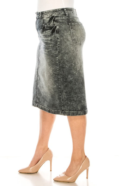 Dennie Denim Skirt in Black Snow- Misses and Plus (S-3X)