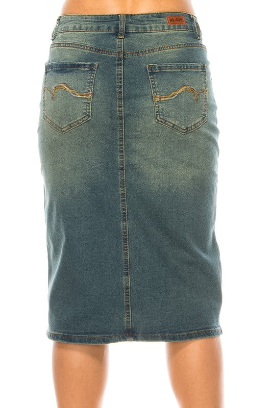 Shila Denim Skirt in Vintage Wash- Misses and Plus (S-3X)