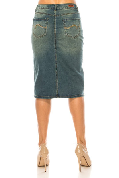 Shila Denim Skirt in Vintage Wash- Misses and Plus (S-3X)