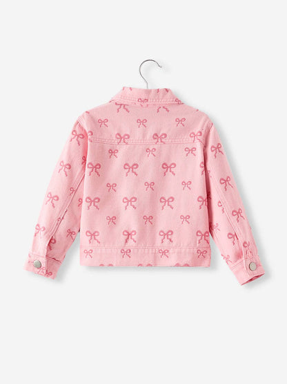 Bow Denim Jacket in Pink- Girls (2-7)